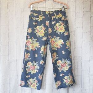 JONES NEW YORK Floral Wide Leg Cropped Pants High Rise 8